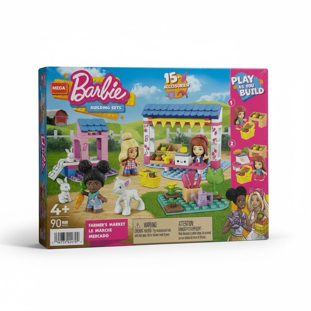 Mega Blocks Barbie Farmer's Market Building Set 90 Bricks Accessories 2021 NEW